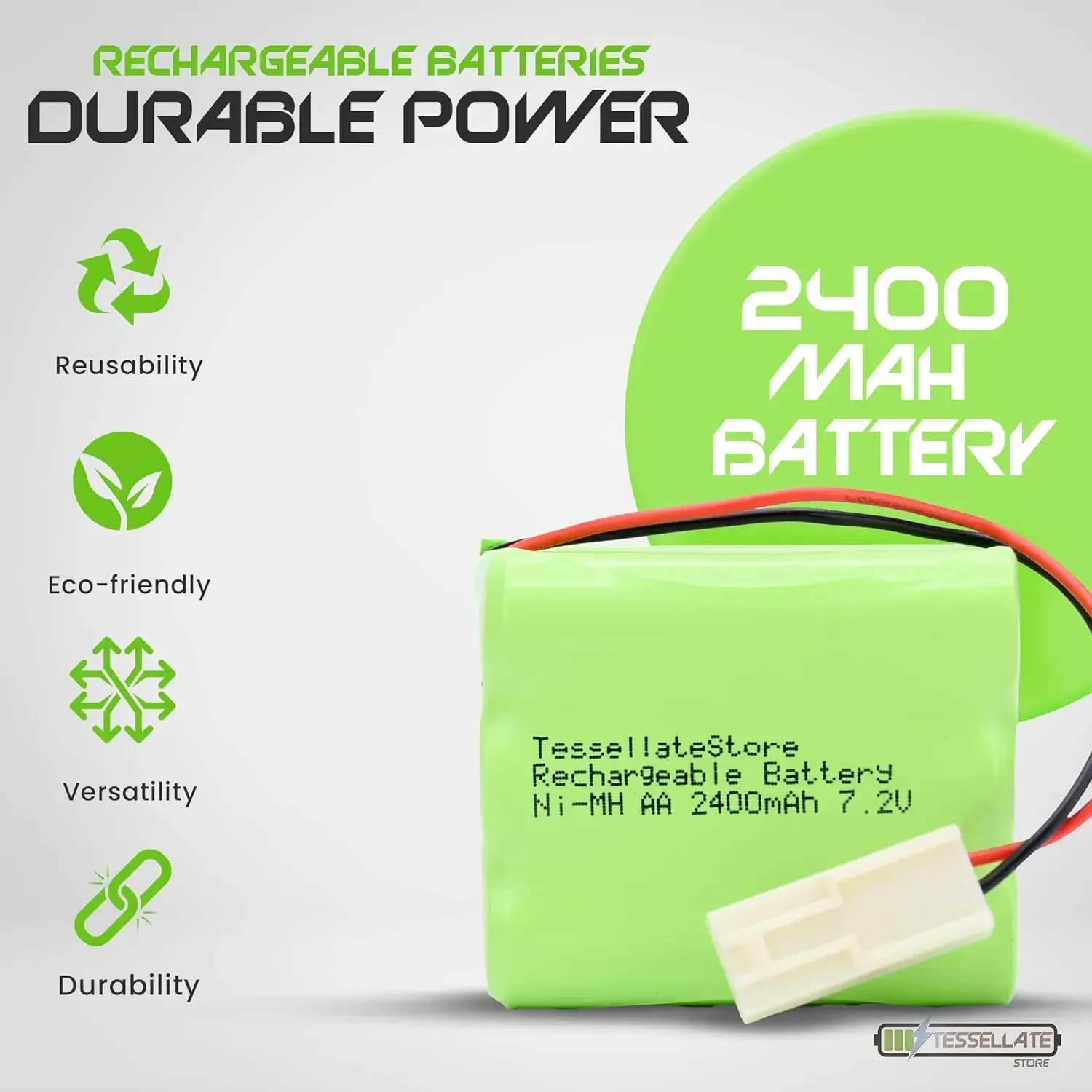 Batería recargable Ni-MH AA de 7,2 v y 2400mah, enchufe de EL-2P para control remoto, juguetes, tanques de coche, Robots, pistola de barco, Dron Rc - imagen 3