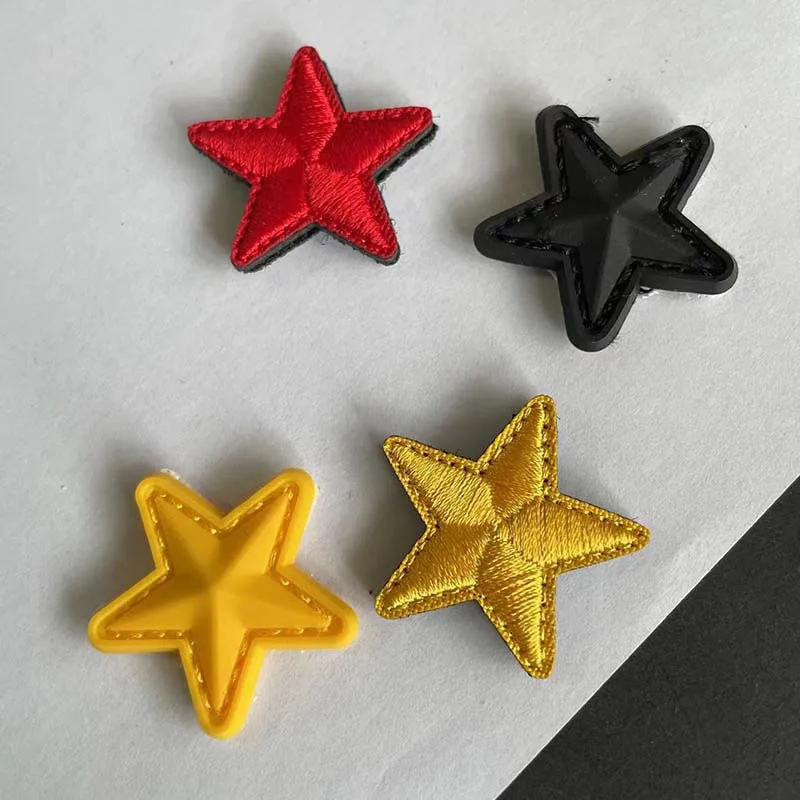 Parches de gancho de estrella pequeña de goma de PVC, pegatinas militares en mochila, apliques de ropa de estrellas, parche bordado de gancho y bucle, 3x3CM - imagen 2