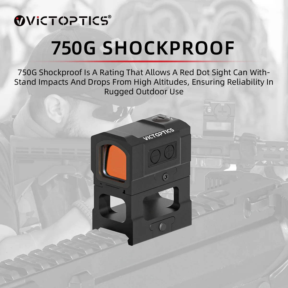 VictOptics SRD 1x18x20 Mira de Punto Rojo 4MOA con Sensor de Movimiento para Glock compatible con A.C.R.O., 9 Niveles de Brillo, Batería Lateral para Tiro Táctico con Pistola - imagen 5