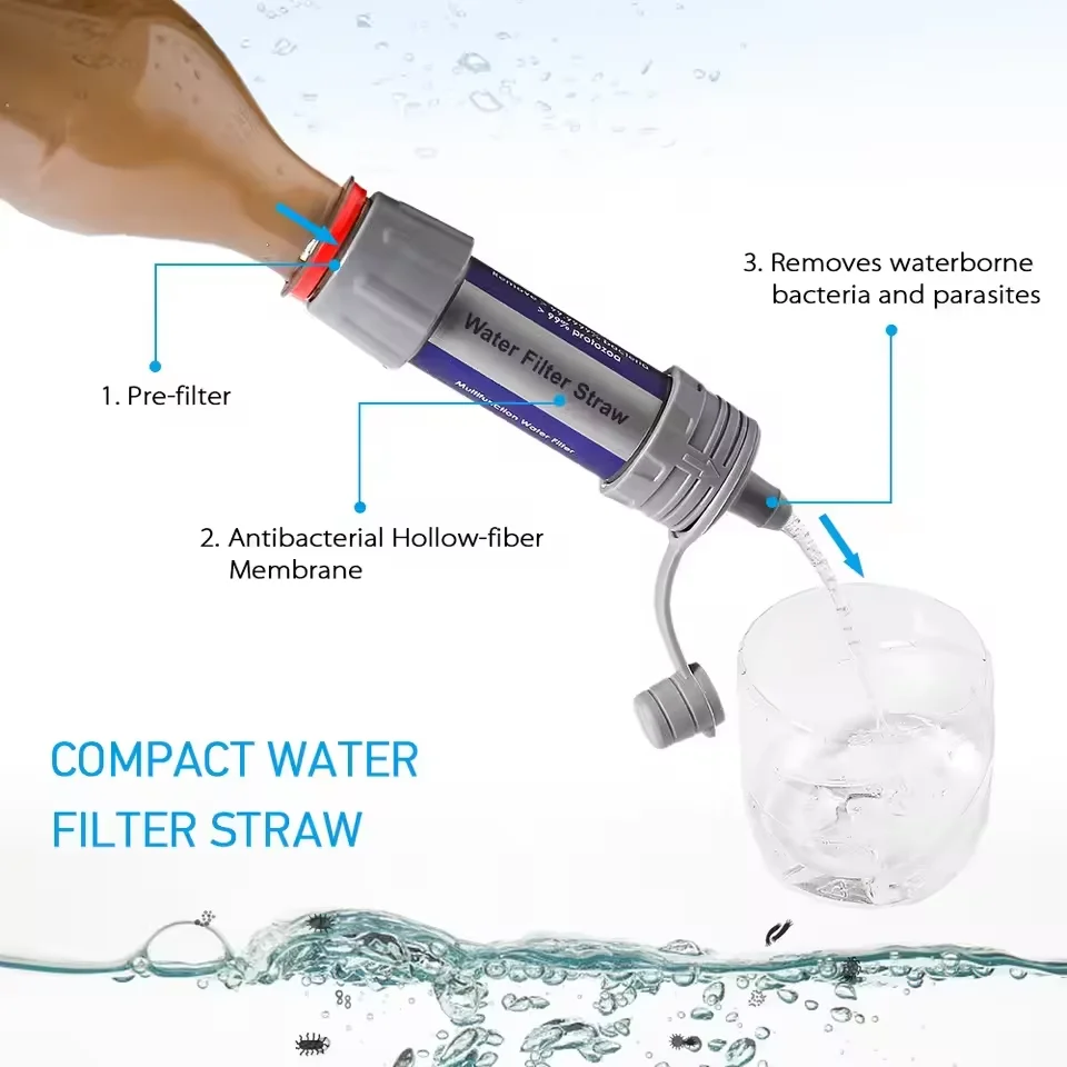 MINI filtro de agua portátil para exteriores para senderismo, acampada y supervivencia de emergencia, purifica la fuente de agua en adelante, emergencia y desastre - imagen 4