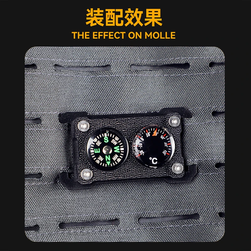 Brújula termómetro sello moral mochila al aire libre Molle accesorios herramientas decoración etiqueta de identificación dura modificación DIY - imagen 5