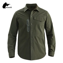 Camisa táctica elástica multibolsillo secado rápido