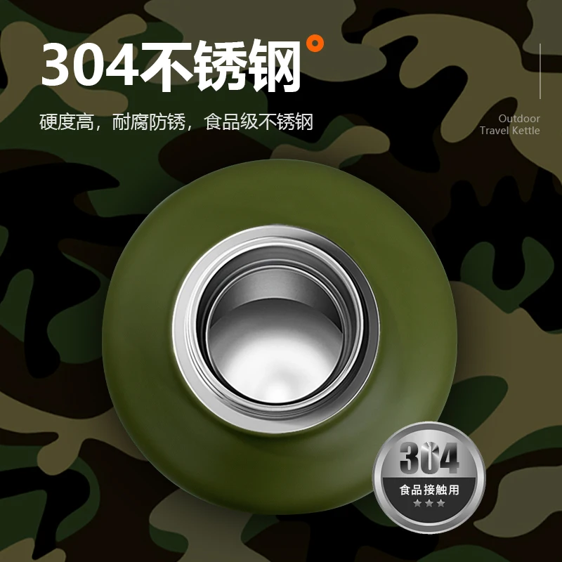 Hervidor de acero inoxidable, taza de aislamiento frío deportiva portátil de gran capacidad, botella de agua caliente para acampar en coche, 2 litros - imagen 3