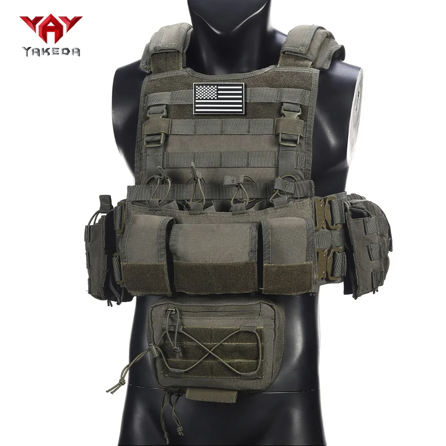 Hebilla metálica multifuncional YAKEDA con chaleco de desmontaje rápido. La primera fila está equipada con una gran bolsa triple para equipamiento. - imagen 2
