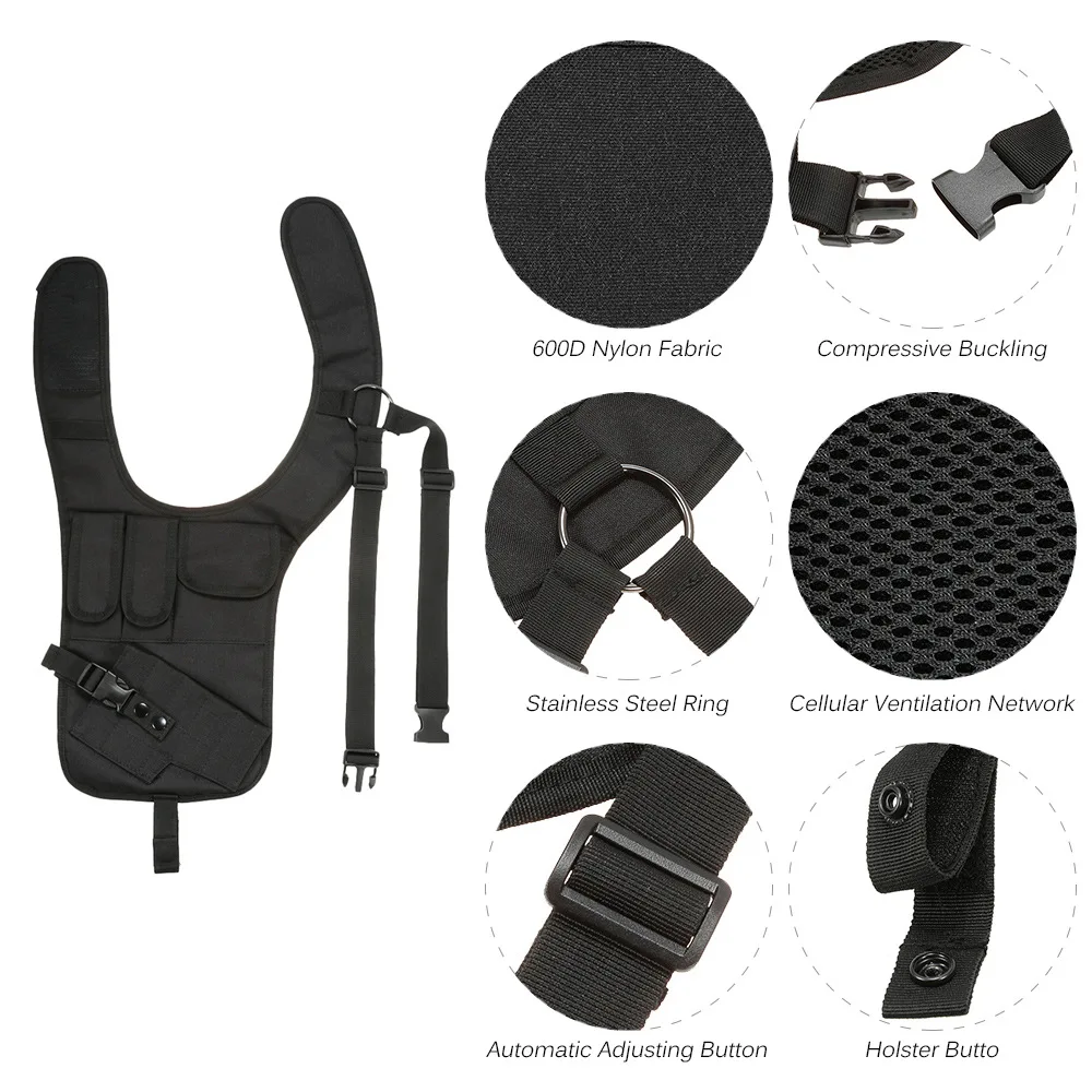 Funda táctica para pistola, bolsa de transporte Universal para pistola de mano derecha, funda de hombro oculta para Glock 17 19 con bolsa para revistas - imagen 4