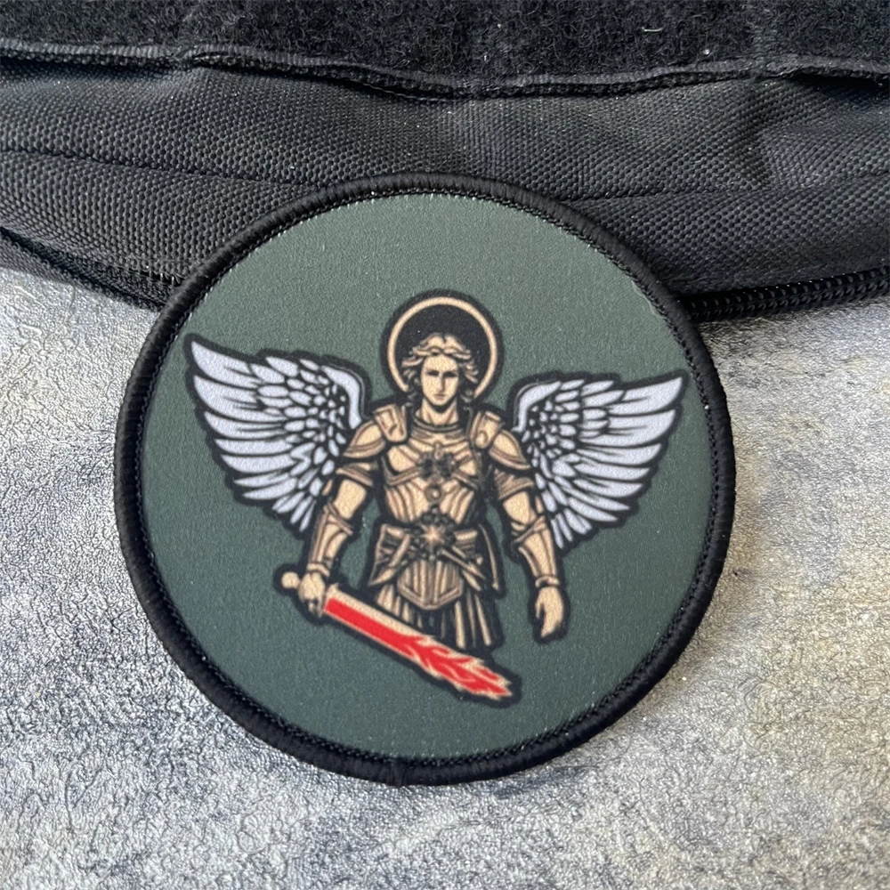 San Miguel me protegendo. Parche de insignia de moral, parches de gancho y bucle impresos tácticos militares para pegatinas de mochila de ropa - imagen 4