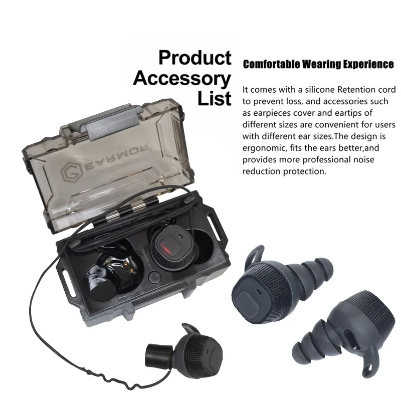 EARMOR M20 tapones para los oídos electrónicos auriculares antiruido tapones para los oídos cancelación de ruido orejeras para disparar protección auditiva NRR22db - imagen 2
