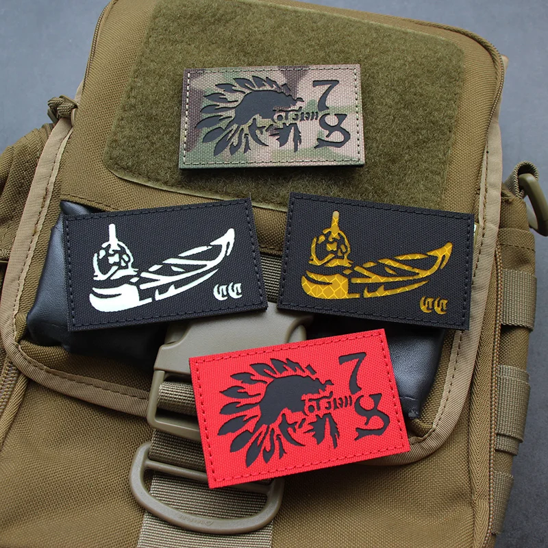Parches de nailon para canoa antiniebla, influenciador luminoso reflectante, insignia táctica bordada para equipo, decoración de mochila y ropa - imagen 5