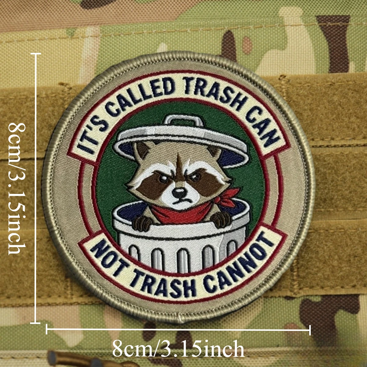 Parche táctico bordado mapache gancho y bucle para mochila militar - imagen 3