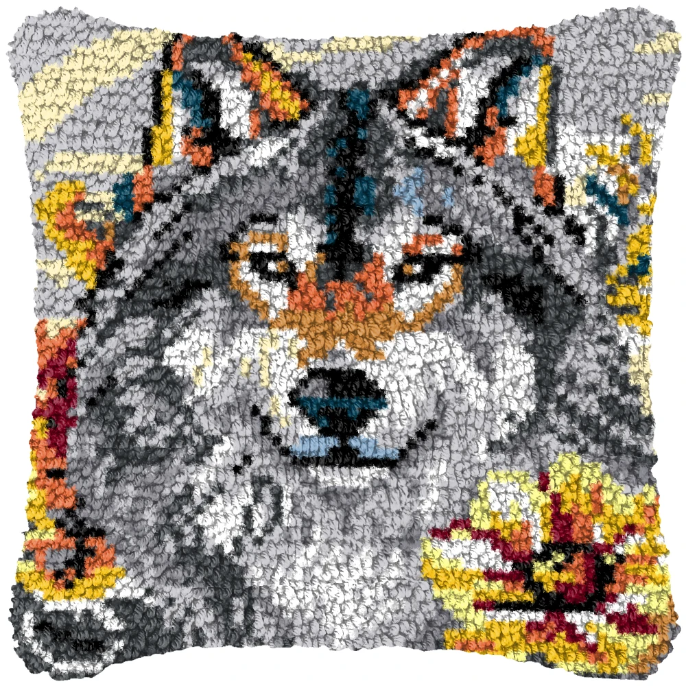 León, Tigre, Lobo, Animal, gancho de pestillo, cojín, funda de almohada, alfombra de ganchillo, bordado, almohada, Kit de gancho de pestillo, alfombra con nudo tejido DIY - imagen 4