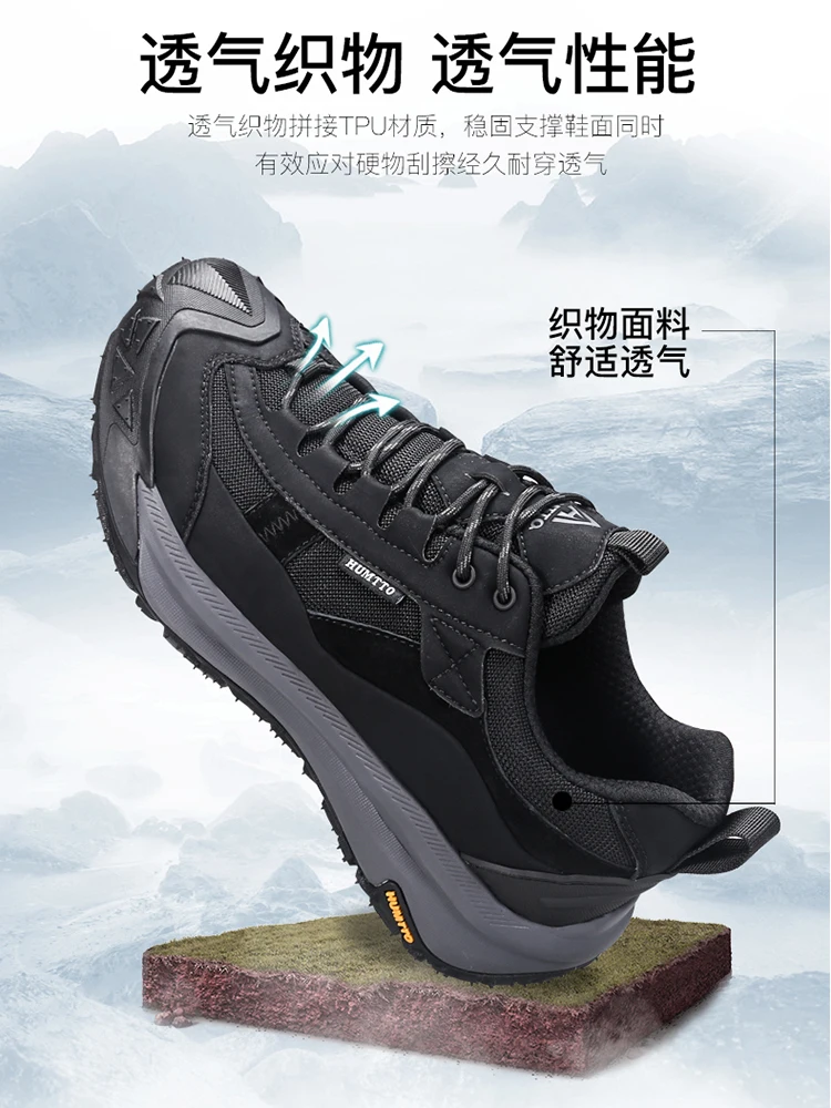 HUMTTO-Botas de senderismo de piel de vaca para hombre, botas de caza impermeables, botines tácticos de combate en el desierto, zapatillas informales para caminar - imagen 5