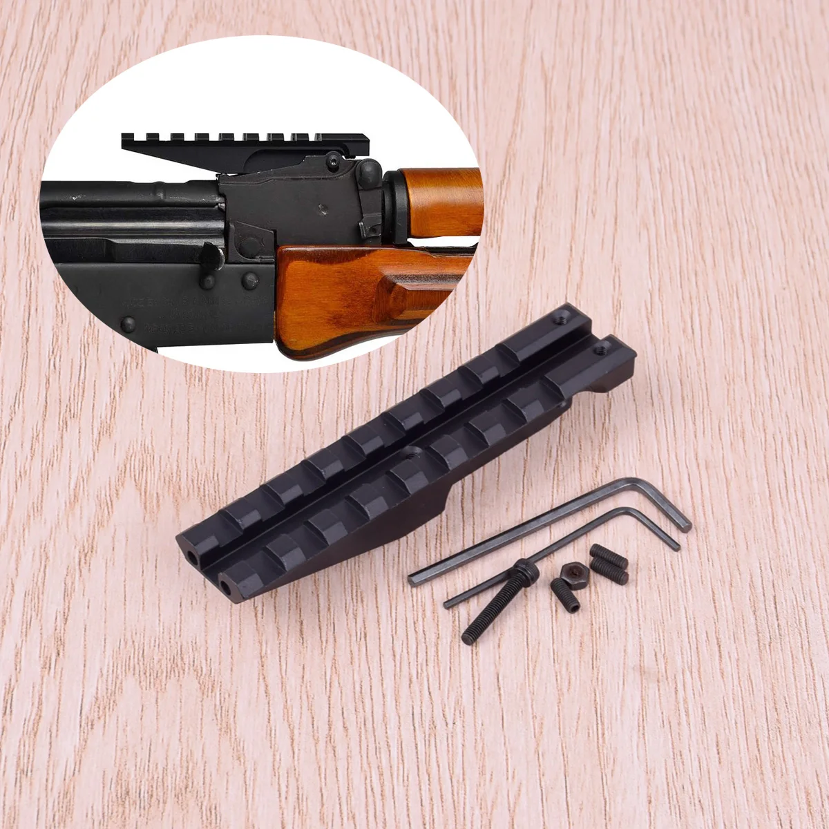 Riel de mira trasera táctica AK, soporte de alcance de caza Picatinny estándar 1913 para óptica de punto rojo de perfil bajo AK47 AK74 - imagen 3