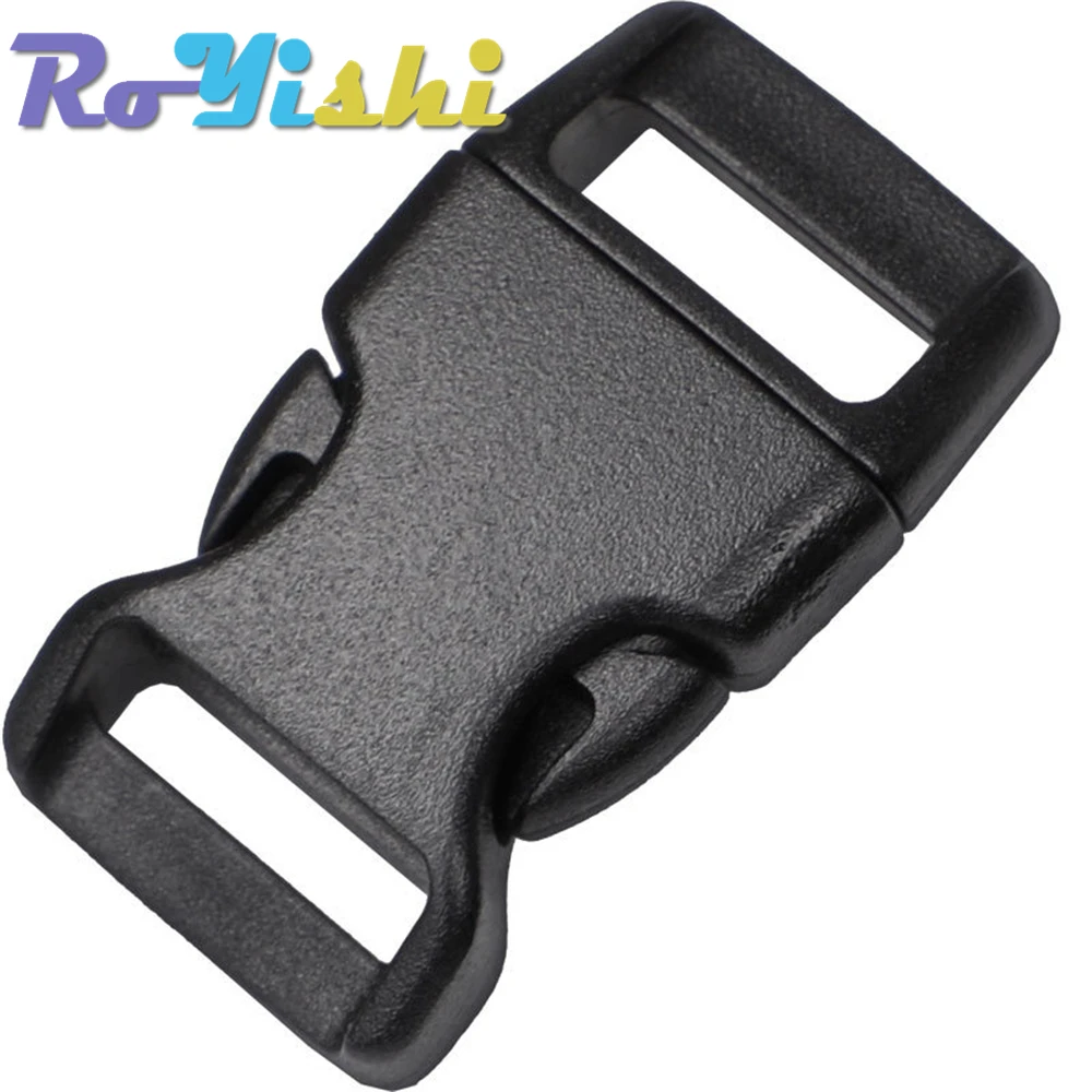 100 unids/pack contorneado curvo para pulsera de Paracord y arnés para perro hebilla de plástico correas de mochila negras correas - imagen 5