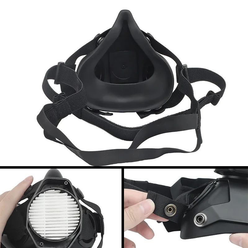 Respirador táctico especial para deportes al aire libre, equipo de protección CS, media máscara ABS, colador de malla, casco con cabeza antipolvo, modo Dual - imagen 5
