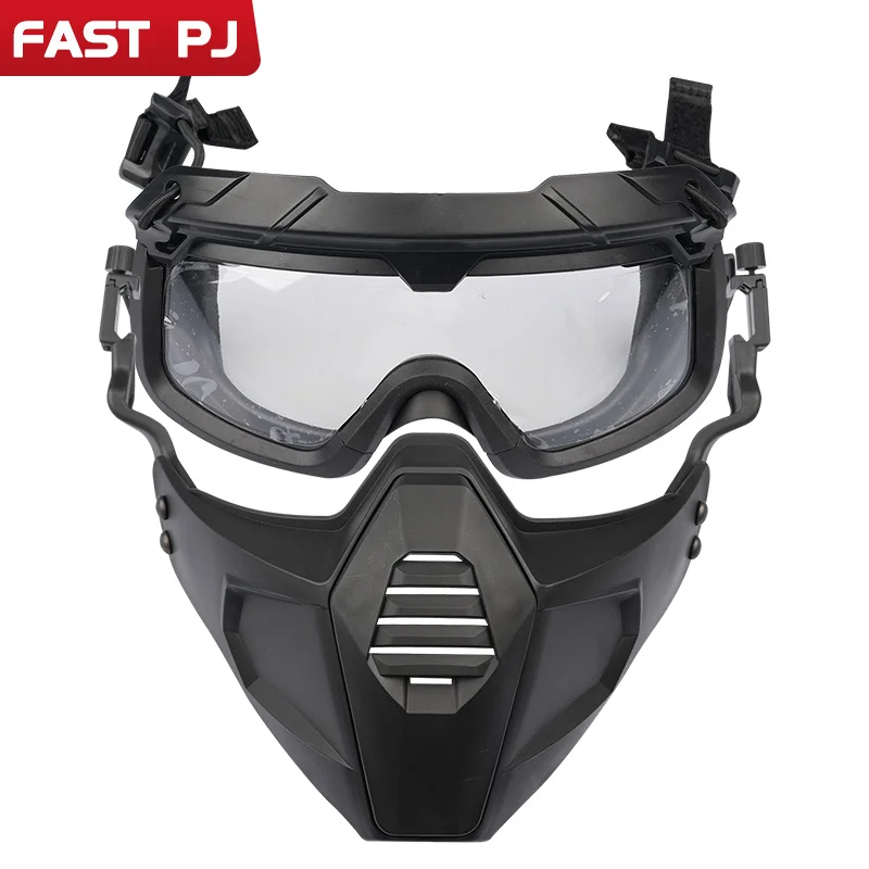 Soporte para casco táctico, máscara protectora de media cara, máscara antiniebla, impacto de paintball, lente dual, gafas de campo CS desmontables - imagen 3