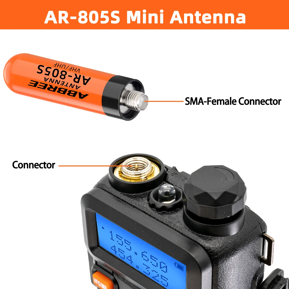 ABBREE AR-805S Mini antena Walkie Talkie corta SMA-hembra de doble banda de alta ganancia para Baofeng BF-888S UV-5R UV-21 PRO Ham Radio - imagen 4