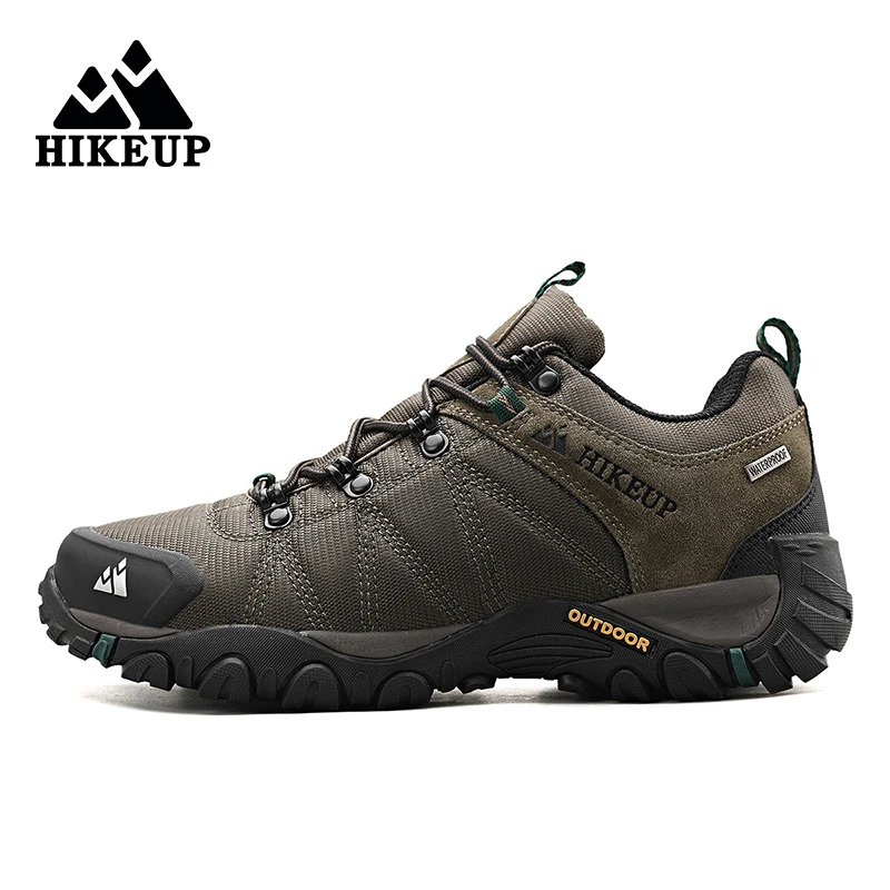 HIKEUP-zapatos de senderismo de malla para hombre, zapatillas antideslizantes transpirables para exteriores, escalada en roca, botas de caza, cuero de ante - imagen 3