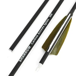 Flechas de Carbono para Tiro con Arco, Diámetro Exterior 7.8mm, Diámetro Interior 6.2mm, Sin Puntas, Eje de 30'', Pluma de Pavo de 4'', Espina 500, Accesorios de Caza y Tiro