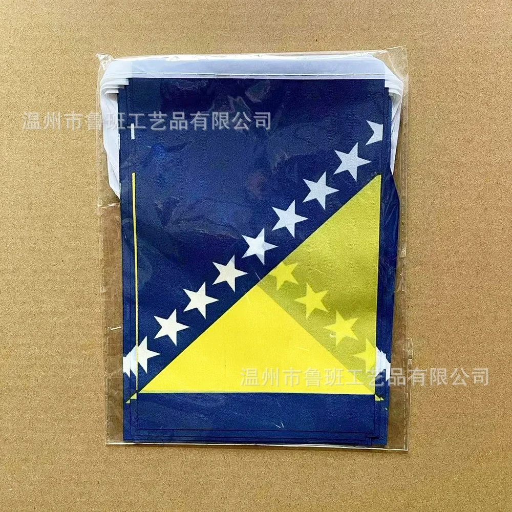 Bandera de Bosnia y Herzegovina 14x21cm 20pcs/lot bandera de banderde de cadena de Bosnia y Herzegovina para decoración - imagen 2