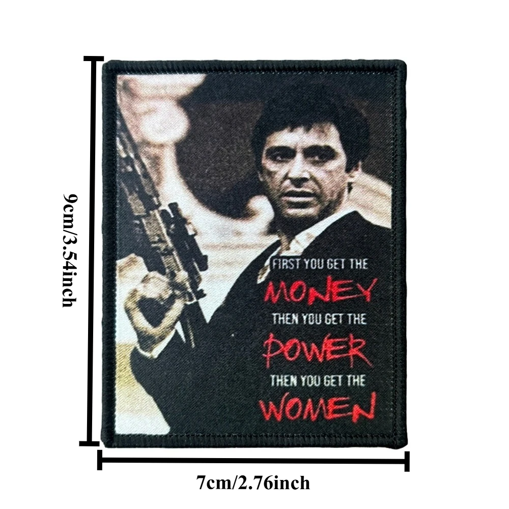 Parches de Meme Scarface, parche de gancho y bucle, brazalete moral, insignia de moral del ejército militar, pegatinas tácticas para mochila - imagen 2