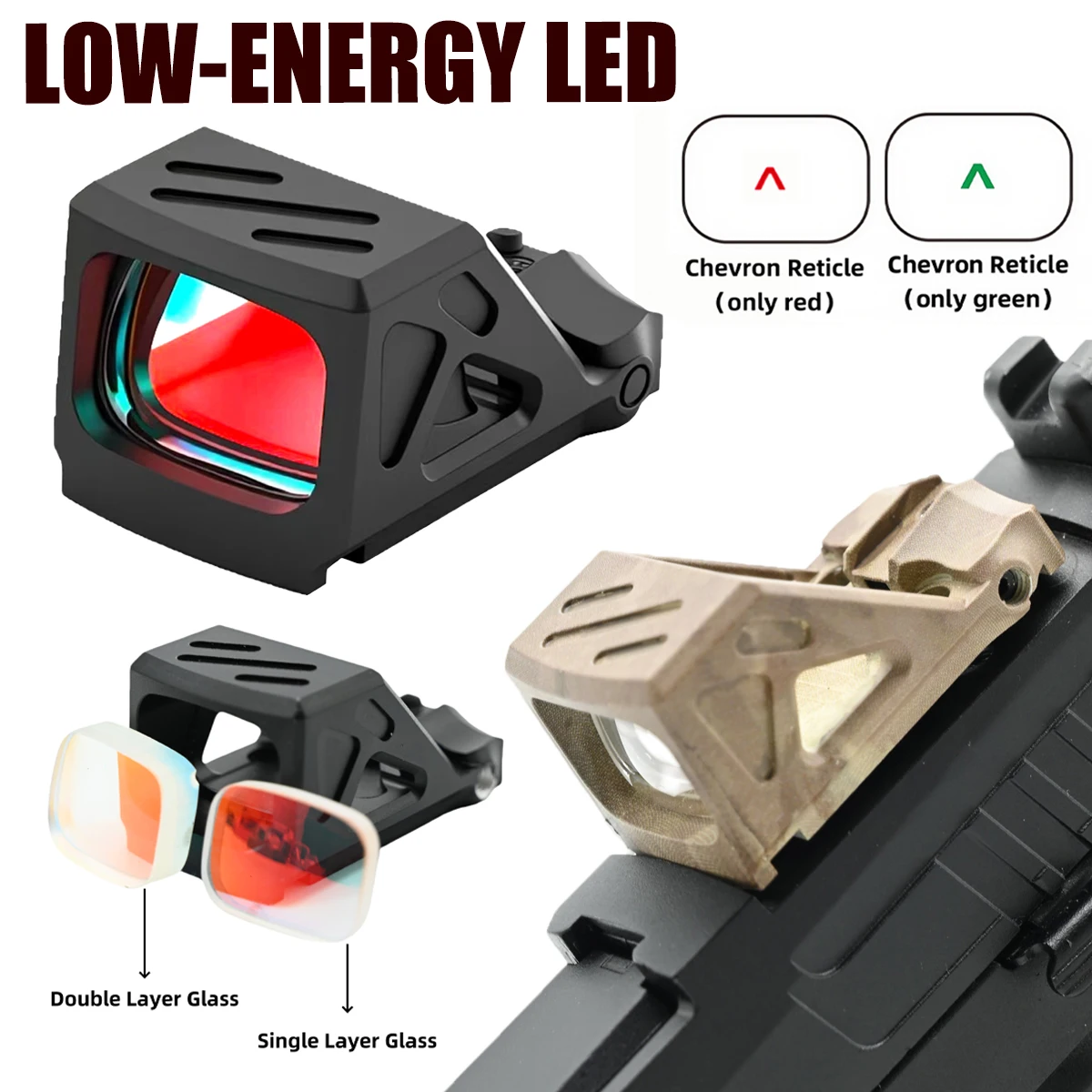 Nuevo Ajuste automático de detección de luz 2025, punto triangular holográfico de baja potencia, luz LED reflectante, pistola Gl * k