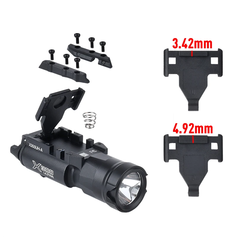 Táctica X300 linterna de Metal para X300UH-A, lámpara de pistola colgante para caza, casco blanqueado, luz compatible con riel de 20MM, accesorios de explorador Airsoft - imagen 3