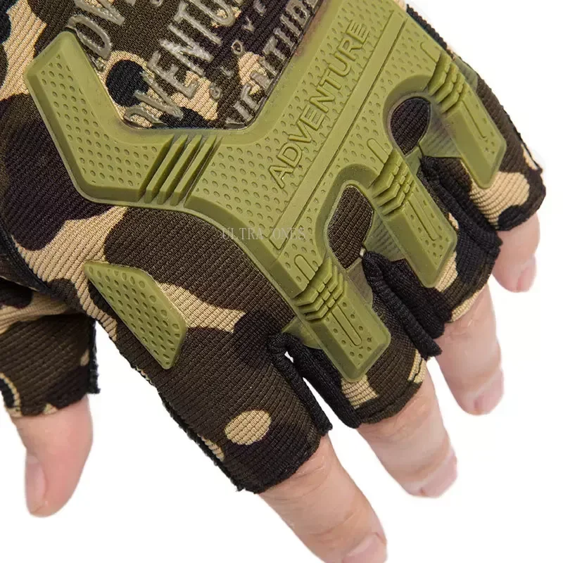 Guantes tácticos de medio dedo para hombre, guantes para caza, pesca, combate, deportes de equitación, resistentes al desgaste, transpirables - imagen 4