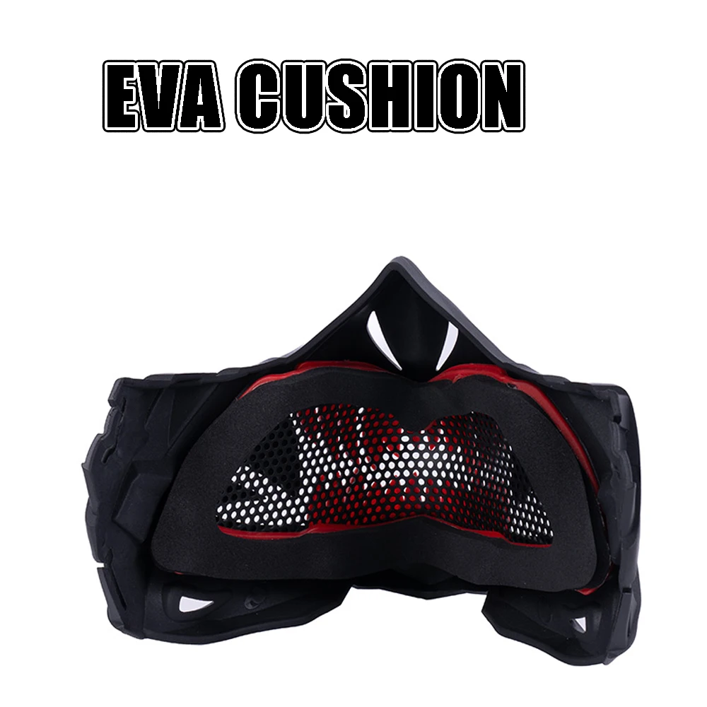 Máscara de murciélago de media cara Airsoft con malla de acero transpirable y cojín de EVA máscara protectora táctica ajustable para juego de Paintball CS - imagen 4