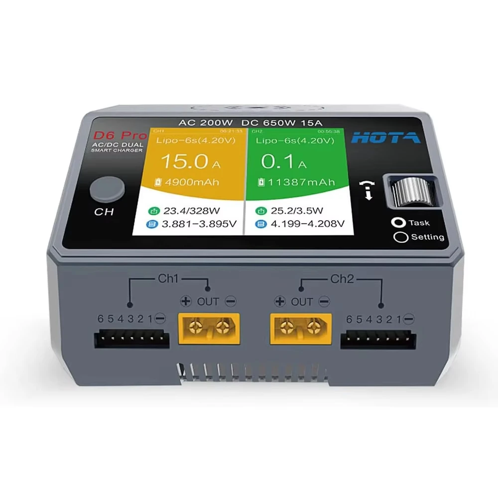 Cargador inteligente D6 de doble canal 2 * DC325W 15A para batería Lipo LiIon NiMH con carga inalámbrica de teléfono-Gris - imagen 2