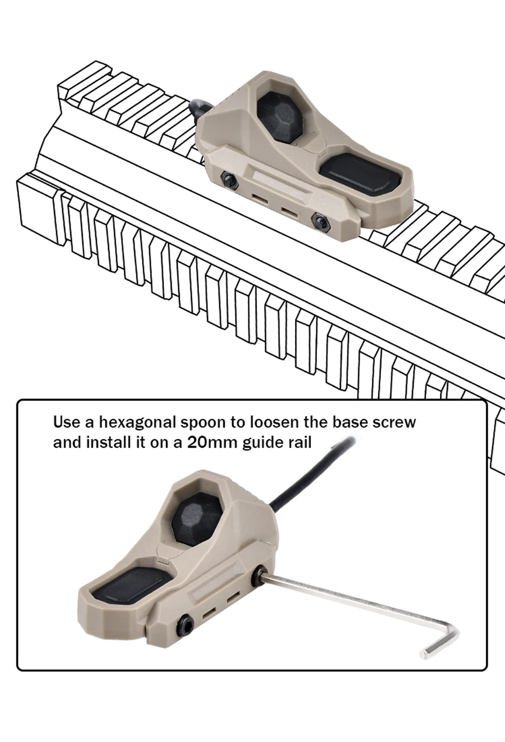 Wadsn linterna táctica de Metal M600C, luz de explorador de caza, interruptor de presión de doble función, ajuste de riel de 20mm, Mlok Keymod - imagen 5