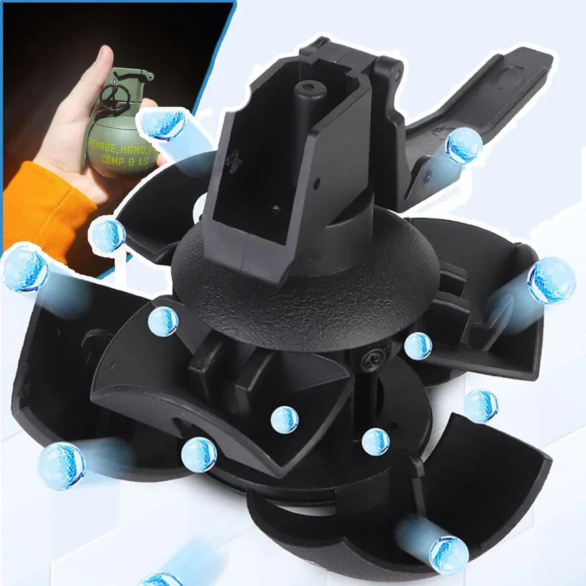 Modelo de Granada F2 Uds., juguete táctico de Paintball Airsoft con 1 bolsa de munición, anillo de tracción de impacto divertido, juguetes de Granada para adultos, deportes al aire libre - imagen 3