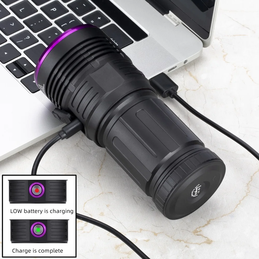 Linterna ultravioleta UV 365nm recargable USB luz negra 80W - imagen 3