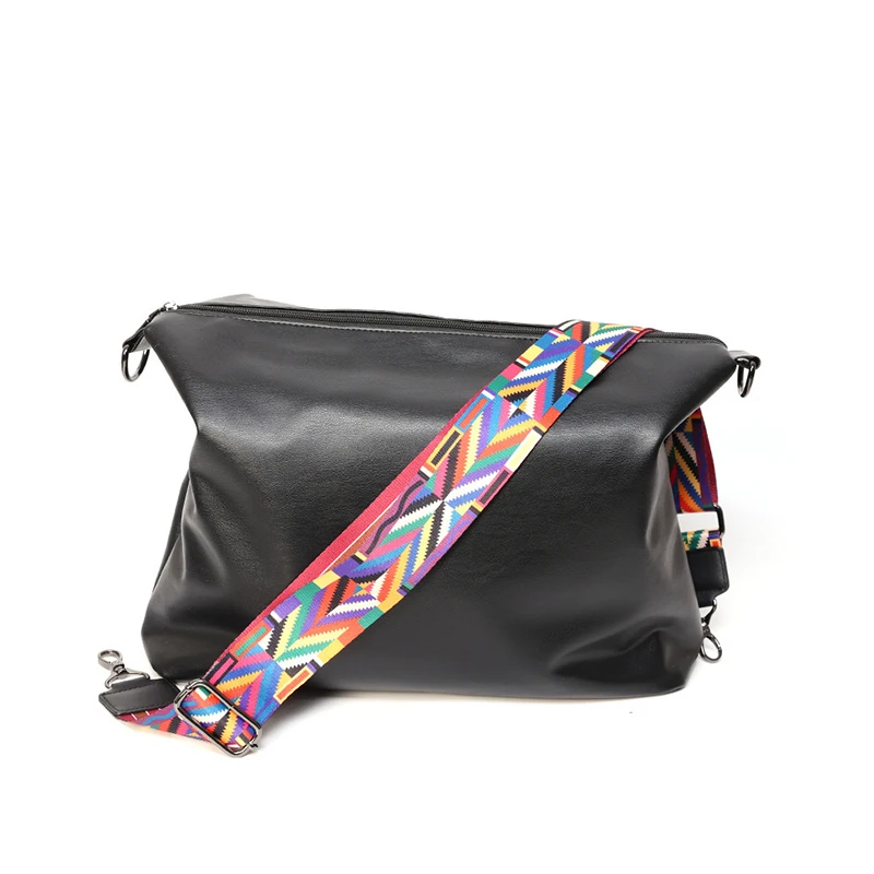 Bolso de hombro de PU para gimnasio y Fitness, bolso informal de gran capacidad, correa colorida Simple, bolso multifuncional para viaje, compras y comando