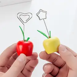 Clip para notas y fotos con base madera, abrazadera metálica
