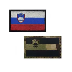 Parches Bordados con Emblema de la Bandera de Eslovenia de 8*5CM, Parche Táctico Militar con Banda Reflectante IR para Mochila