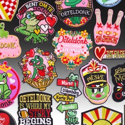 Parches para planchar de Carnaval Oeteldonk de Países Bajos en ropa, emblema de Oeteldonk, parches bordados de rana para insignias de Festival de ropa