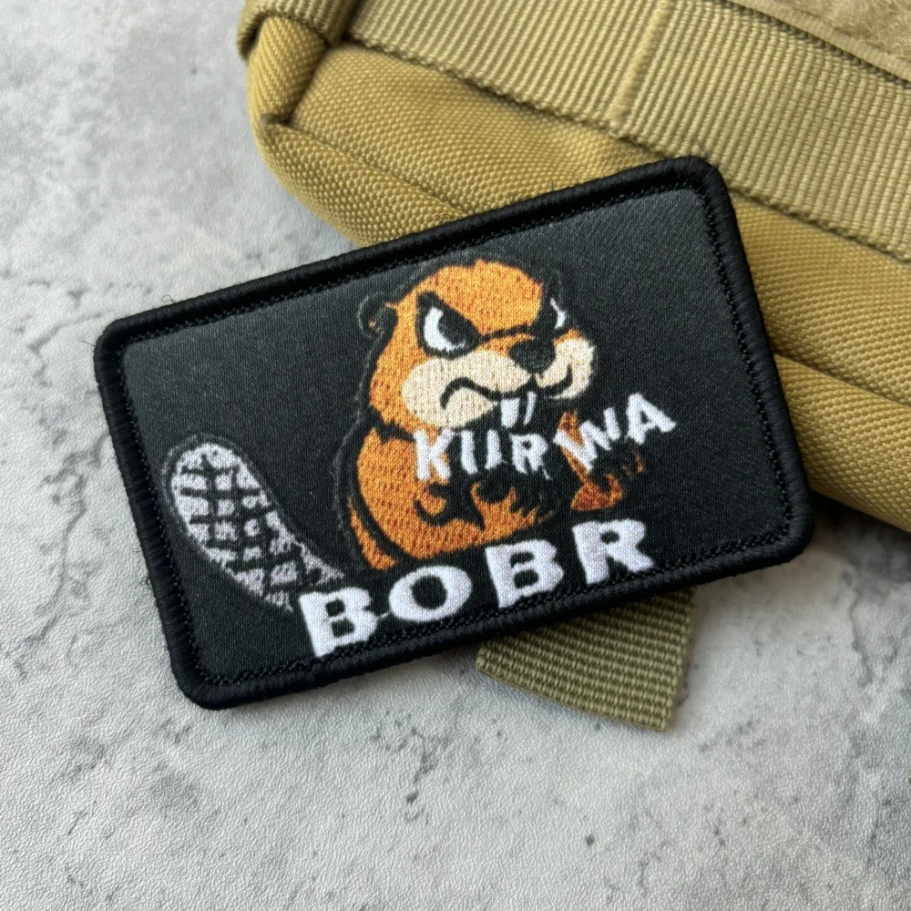 Kurwa Bobr Chevron moral insignia parche táctico militar impreso brazalete divertido gancho y bucle parche mochila pegatinas - imagen 4