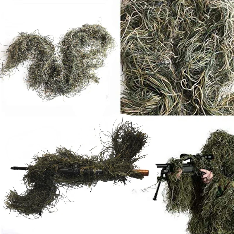 Trajes Ghillie de caza, cuerda envolvente para Rifle, tipo hierba, cubierta para pistola para camuflaje, francotirador, Paintball, ropa de caza más gruesa - imagen 2