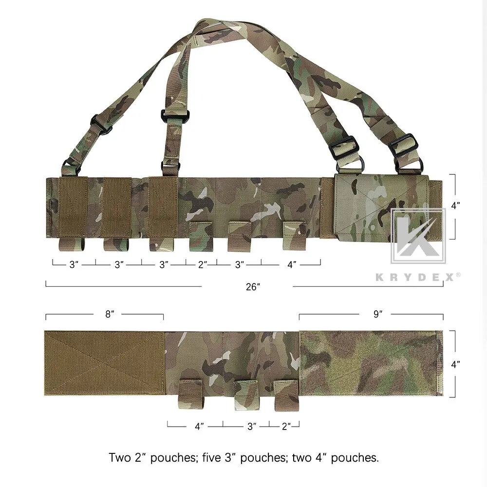 KRYDEX-plataforma táctica 5,56, aparejo de pecho de baja visibilidad, faja elástica, chaleco de caza militar ajustable ligero oculto - imagen 5
