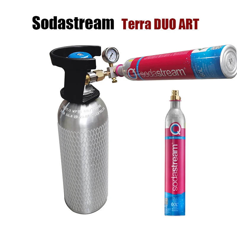 Adaptador de estación de llenado de recambio de ciclo de CO2 Terra DUO ART de agua con calibre, botella de tanque de conexión rápida W21.8 G3/4 CGA320 - imagen 2