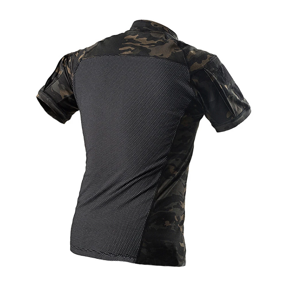Camiseta táctica de camuflaje de manga corta para hombre, camisas de Camuflaje negro para senderismo y caza, ropa de combate para Paintball Airsoft - imagen 5