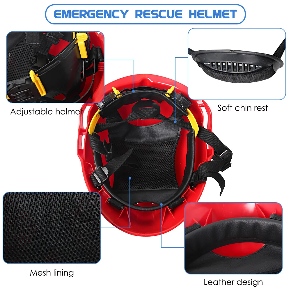 Casco de rescate de emergencia, cascos de seguridad reflectantes para bomberos con gafas, soporte para linterna, casco ABS para construcción de rescate forestal - imagen 5