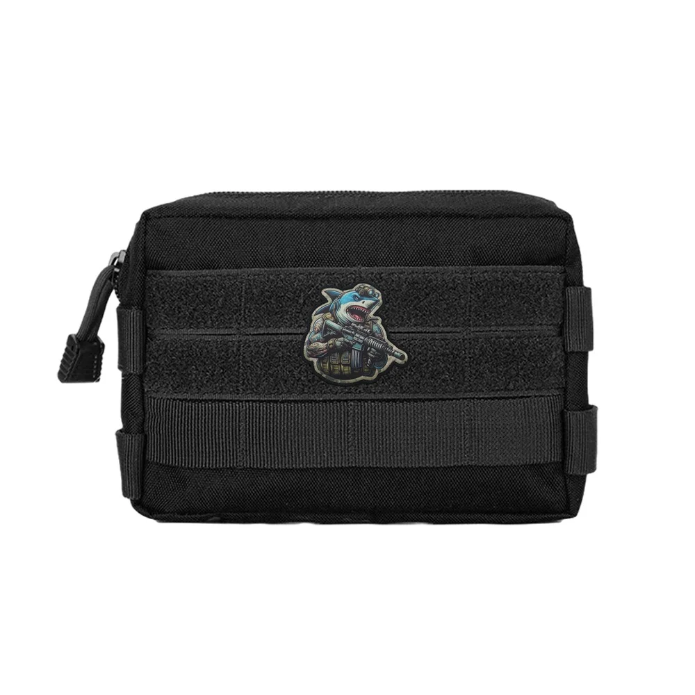 Parche de soldado Shark Velcros Meme, insignia bordada de moral militar táctica, cierre de bucle de gancho para pantalones vaqueros, gorra de mochila Molle - imagen 4