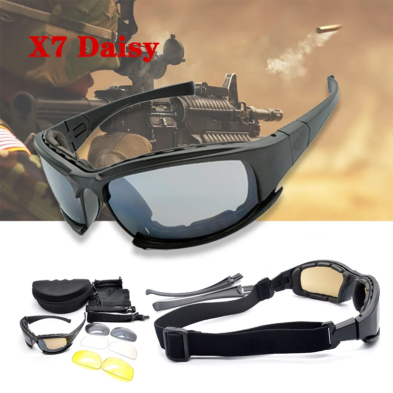 Daisy gafas protectoras polarizadas para tiro táctico militar, gafas deportivas para senderismo al aire libre, gafas de sol UV con 4 lentes - imagen 4