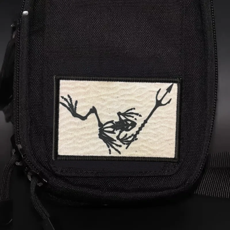 Parche "Cráneo Rana", insignia de moral táctica, impresión de gancho y bucle, mochila, accesorios de decoración de ropa, pegatinas, brazalete