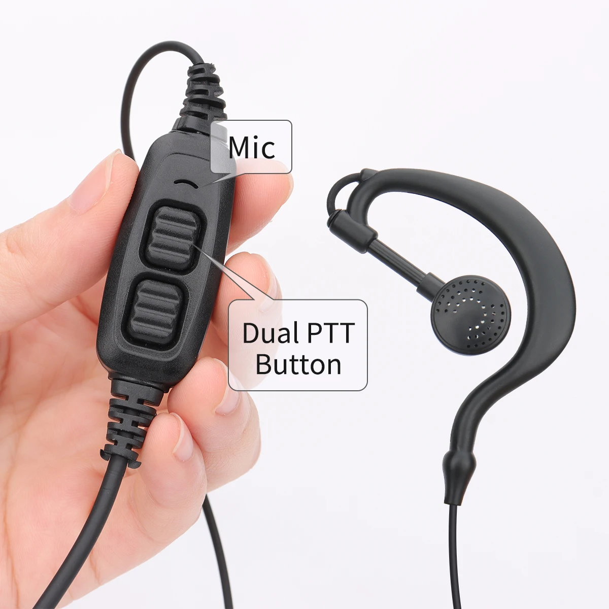 Baofeng Walkie Talkie auricular Dual PTT auricular K enchufe suave duradero gancho compatible con Baofeng UV-5RH UV-82 Ham Radio - imagen 3