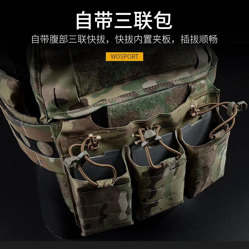 Chaleco táctico de caza de liberación rápida, paquete de revistas con portapapeles incorporado, cremallera trasera MOLLE multifuncional - imagen 4