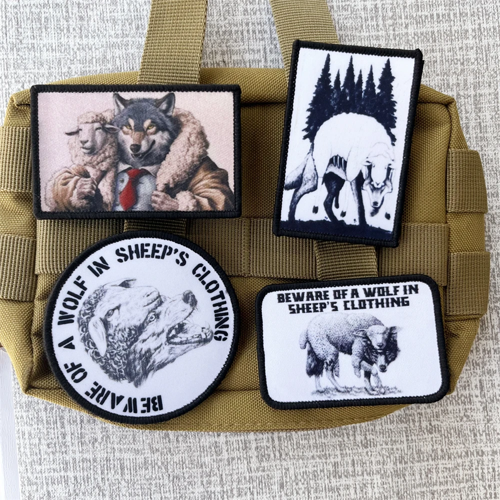 BEWARE OF A WOLF IN SHEEP'S CLOTHING, parches de insignia de moral, pájaros tácticos, Arno REAL, brazalete, mochila, pegatina impresa - imagen 2