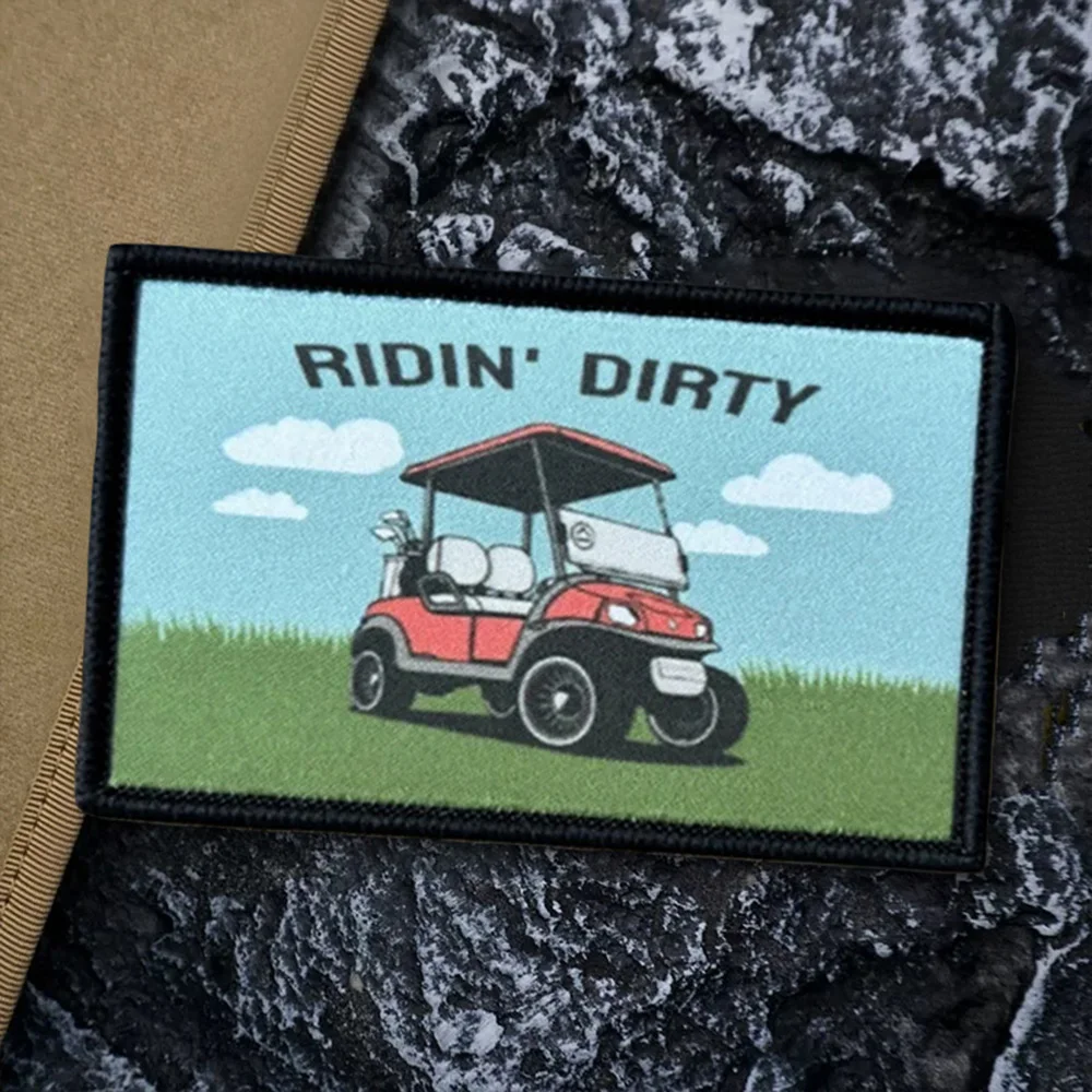 Parche táctico para coche RIDIN' DIRTY, parches de gancho y bucle, insignia de moral militar, brazalete del ejército, pegatinas para mochila - imagen 4