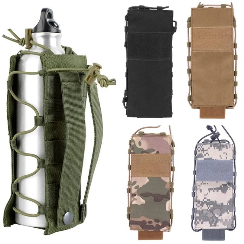 Venta al por mayor soporte táctico para botella de agua Molle portabotellas con correa banda elástica ajustable